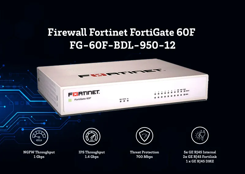 Firewall Fortinet FortiGate 60F (FG-60F-BDL-950-12)