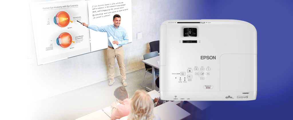 Epson PowerLite W49 Projector in Classroom Setup