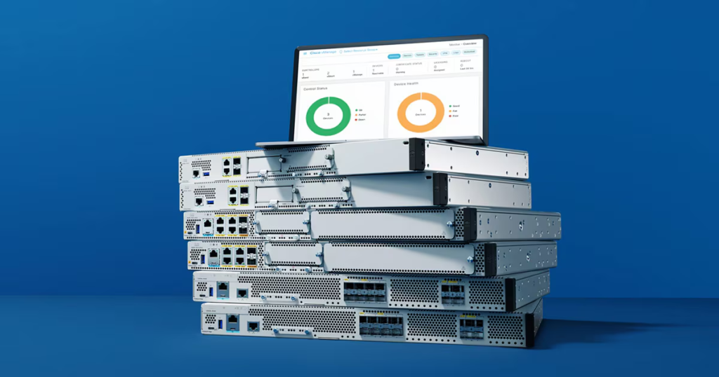 Rear panel of Cisco C8200L-1N-4T showing ports
