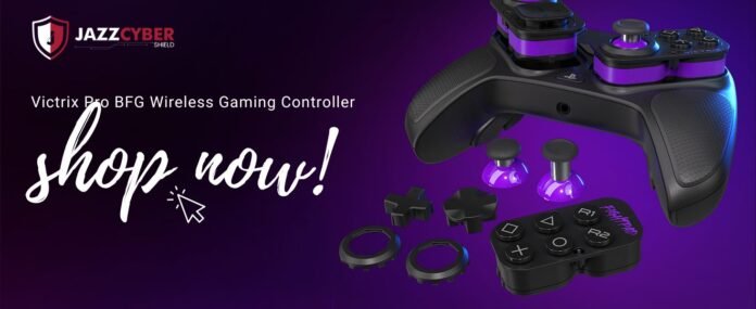 Victrix Pro BFG Wireless Gaming Controller with modular design, customizable buttons, and wireless connectivity for PS5, PS4, and PC.