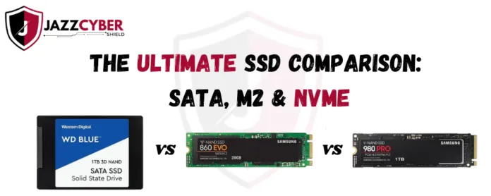 SATA, M.2 SATA, and M.2 NVMe SSDs side-by-side comparison.