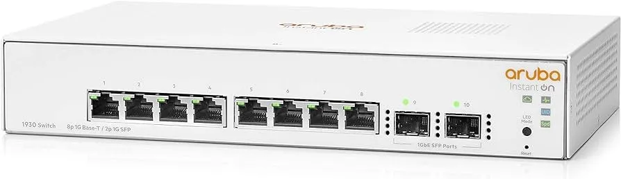 Aruba JL680A switch with Power over Ethernet functionality.