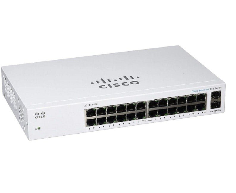 New Cisco CBS110-24T managed switch with clean serial number for reliable network security"