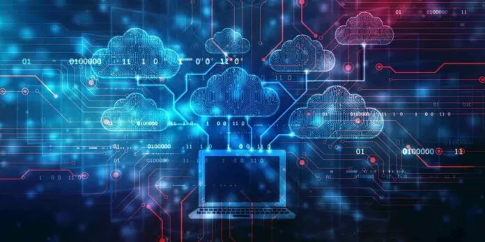visual representation of Object-Oriented Programming (OOP) concepts integrated with cloud computing services, illustrating scalability, modularity, and efficiency.
