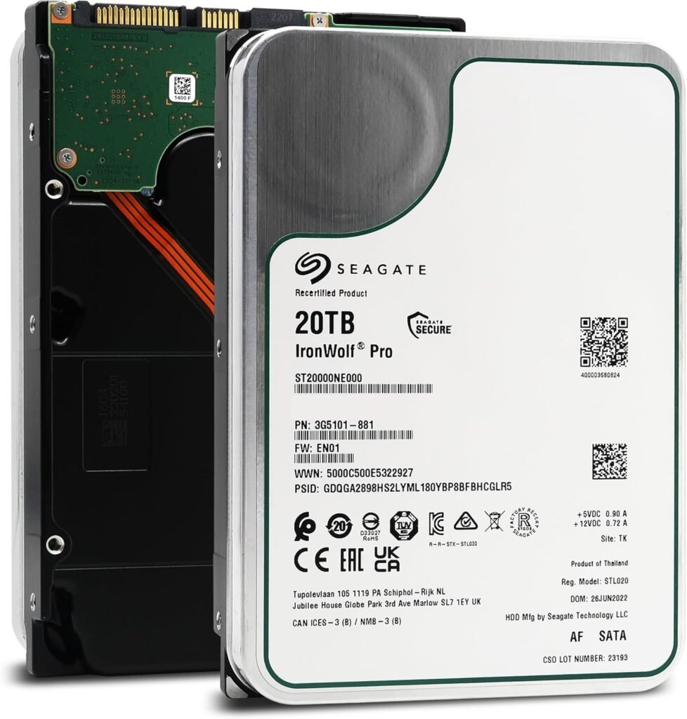 High-performance Seagate IronWolf Pro 20TB HDD – Ideal for video editing and cloud storage.