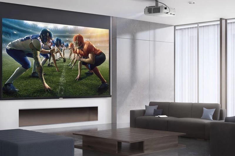 Front view of ViewSonic PX748-4K UHD Projector – 4K, 240Hz, HDR setup