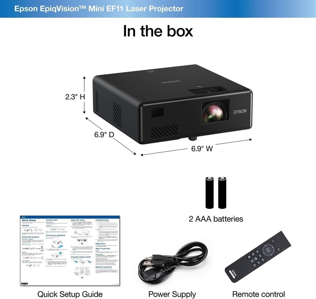 Epson EF11 projecting a movie outdoors with 1000 lumens