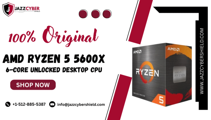 Close-up of an AMD Ryzen 5 5600X processor with 