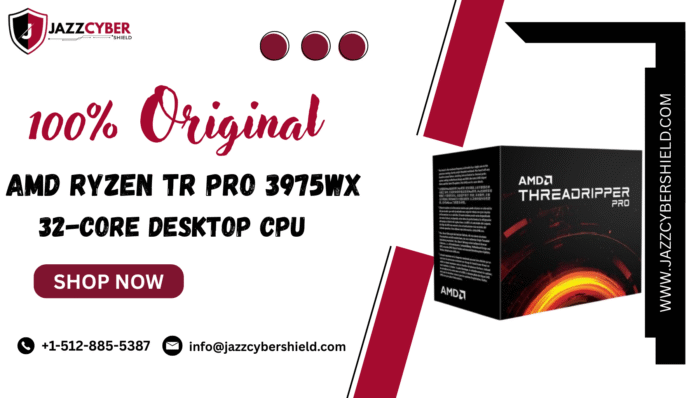 Close-up of an AMD Ryzen Threadripper PRO 3975WX processor with 