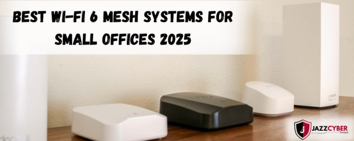 A collage of different Wi-Fi 6 mesh router units with a 