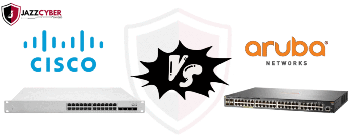 Cisco Meraki MS250 vs. Aruba 2930F cloud-managed switches side-by-side comparison chart showing specs and performance.