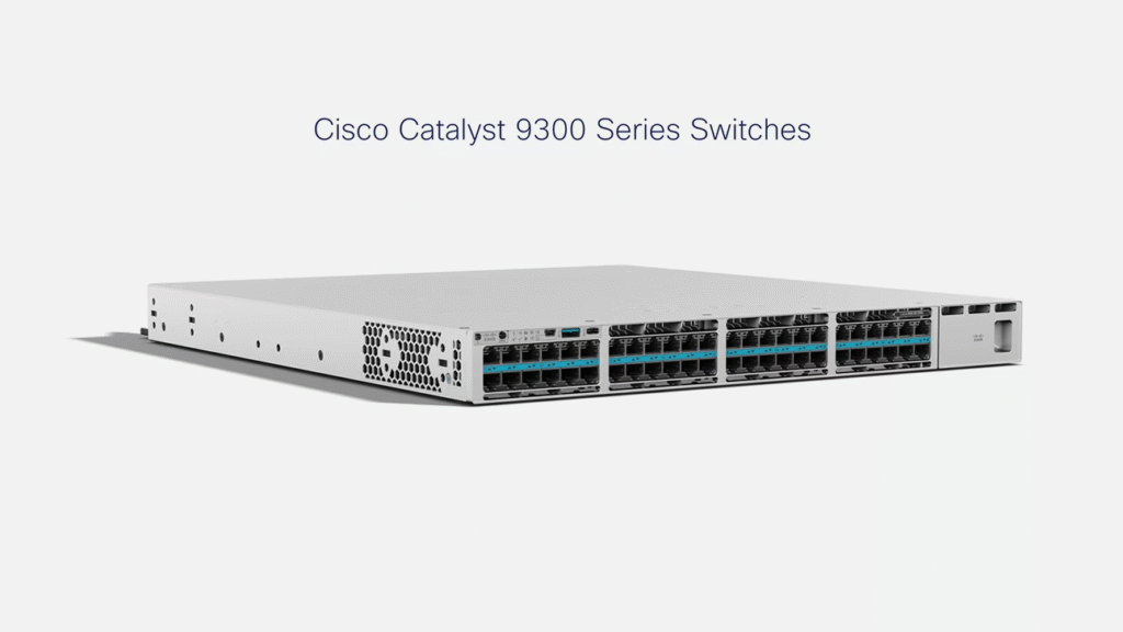 Side-by-side comparison of the Cisco Catalyst 9300 with older switches, emphasizing its compact yet powerful design.