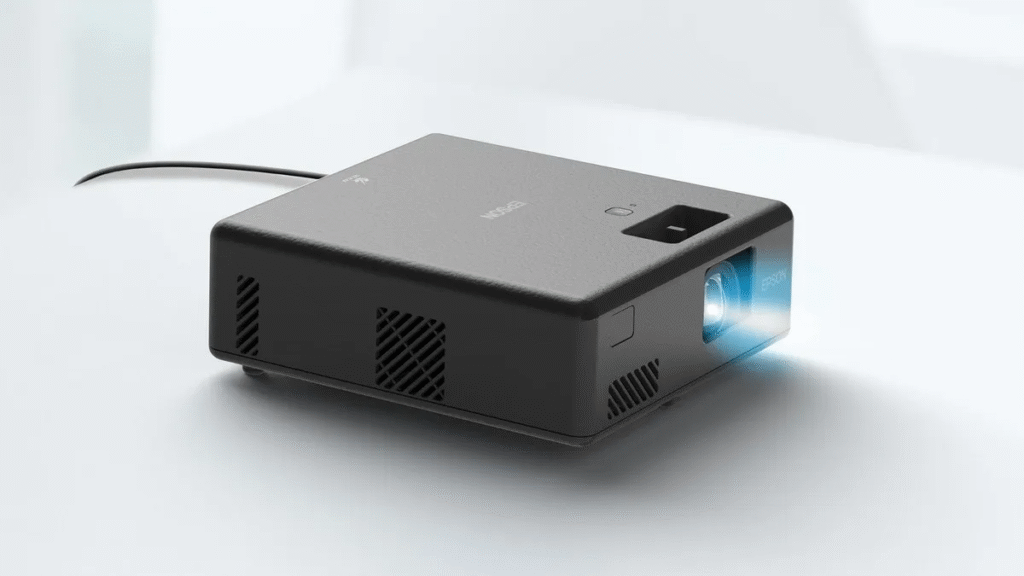 Epson EF11 projecting a Full HD movie on a living room wall