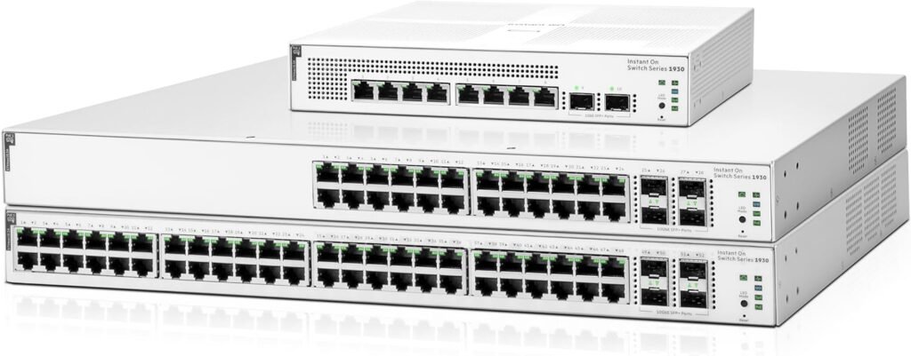 Rear view of HPE 1930 JL682A switch with power input and mounting options