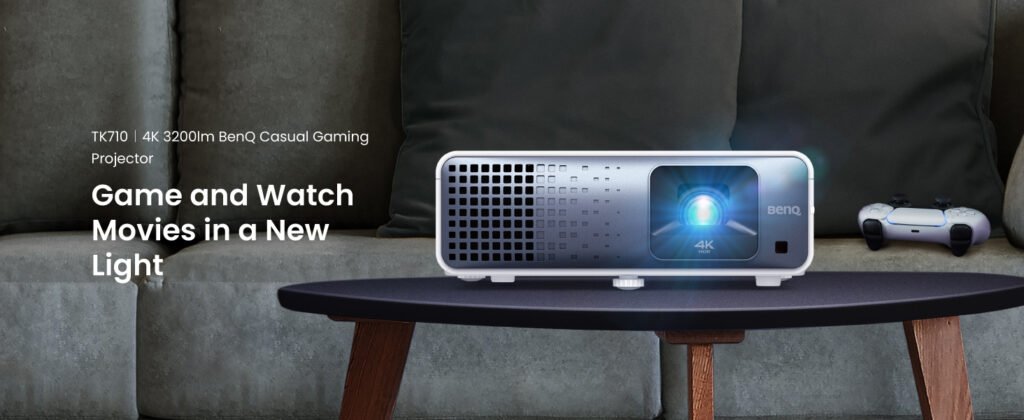 BenQ TK710 4K Laser Projector with console gaming setup