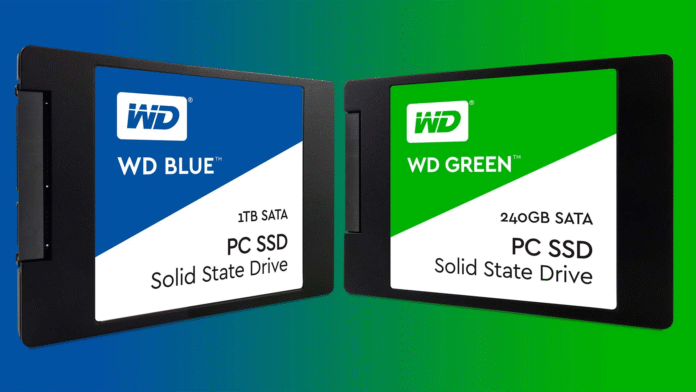 Difference between WD Green SSD and Blue SSD comparison chart