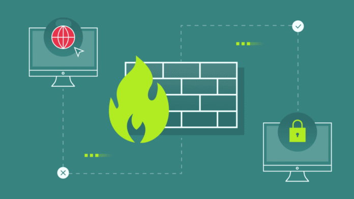 Small business firewall security diagram showing network protection in 2025