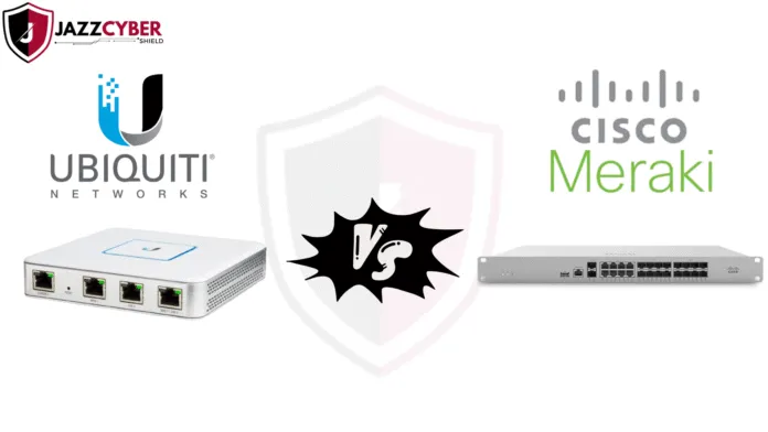 UniFi Controller interface showing firewall settings for business networks.