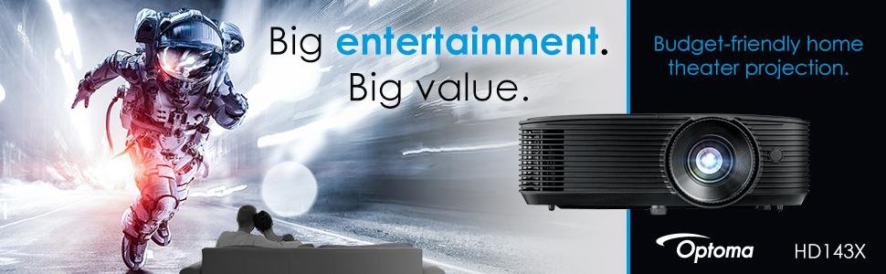 Budget-friendly Optoma HD143X projector in living room setup
