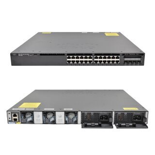 High-performance Cisco Catalyst WS-C3650-24TS-L Network Switch in rack