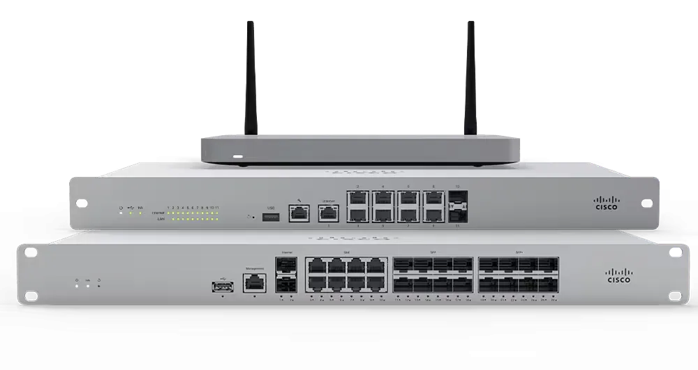 Table comparing UniFi and Cisco Meraki firewall features for businesses.
