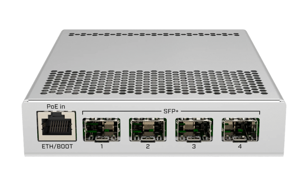 A 10Gbps multi-gigabit network switch with SFP+ ports for high-speed homelabs.