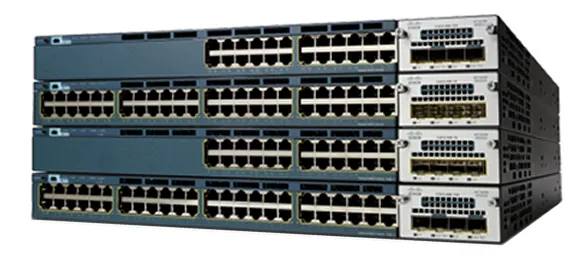 Rear ports of Cisco WS-C3560X-48T-S 48-port Gigabit switch