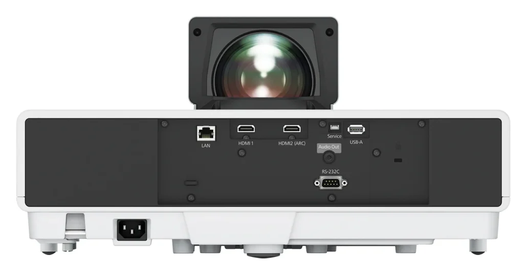 Ultra short throw image projection by Epson EpiqVision Ultra LS500 Laser Projector