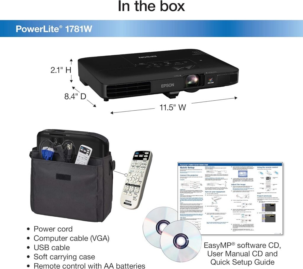 How portable and travel-friendly is the Epson PowerLite 1781W with built-in Wi-Fi