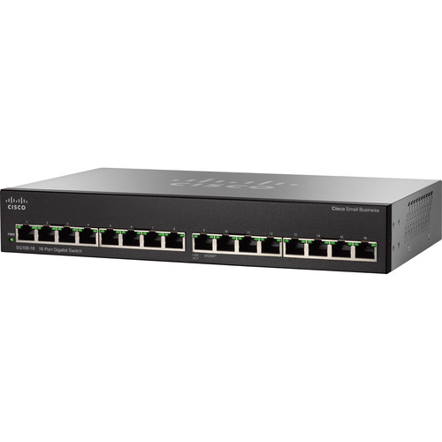 16-port PoE switch powering office computers, phones, and cameras
