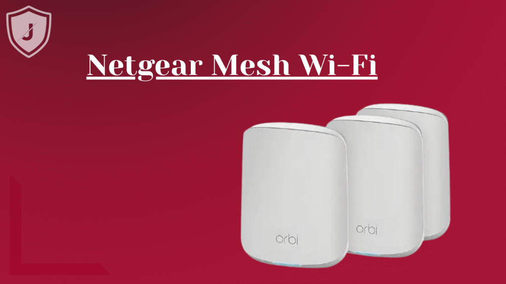 Netgear Orbi mesh Wi-Fi router system installed in a smart home environment for family use.