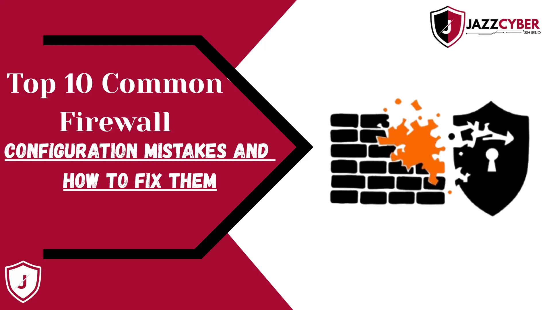 Illustration of a firewall with warning signs showing common configuration mistakes and fixes for secure networks