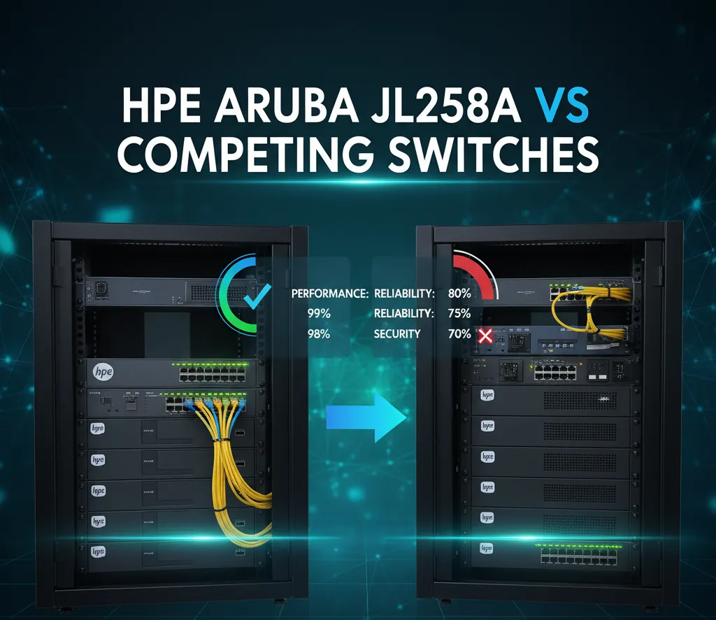 HPE Aruba JL258A switch compared with Cisco, Netgear, and TP-Link networking switches for SMB business performance