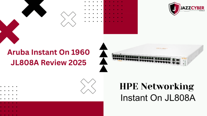 Aruba Instant On 1960 JL808A 48-Port Smart Switch displayed on a modern business network setup