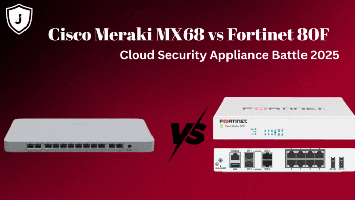 Cisco Meraki MX68 and Fortinet 80F cloud security appliance comparison 2025