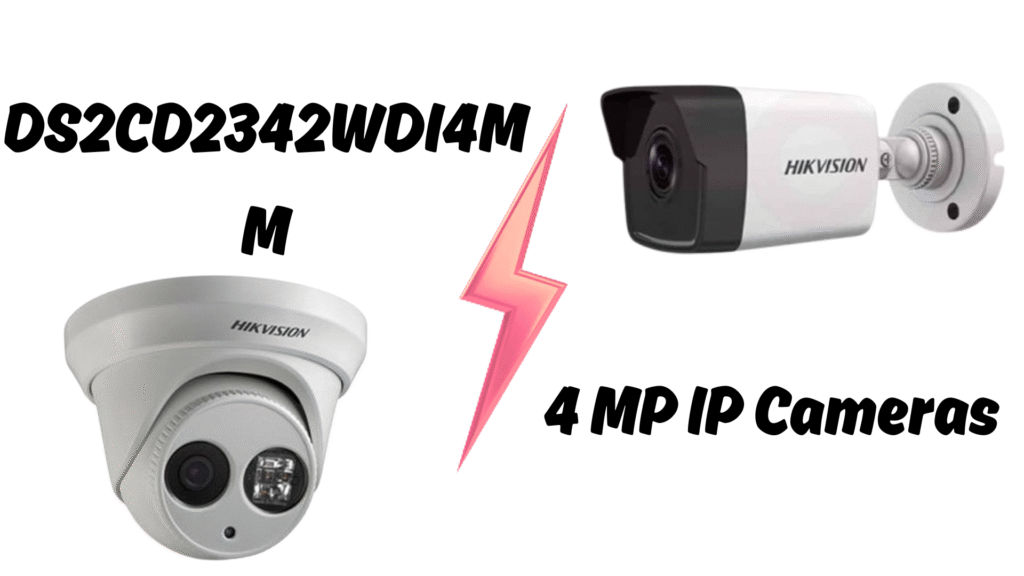 Hikvision DS2CD2342WDI4MM camera performance comparison with other 4 MP IP cameras showing image clarity, brightness, and detail levels — created by Jazz Cyber Shield.