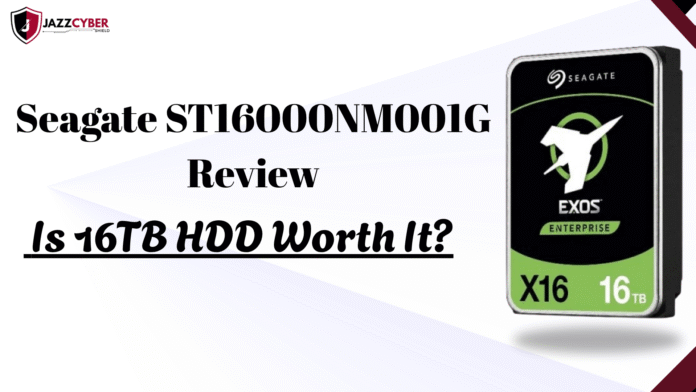 Seagate ST16000NM001G 16TB HDD on desk with packaging – detailed performance and reliability review