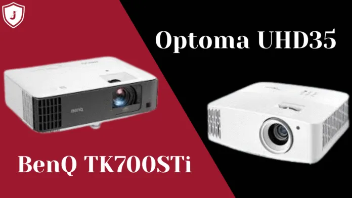 BenQ X3100i and Optoma GT2160HDR short-throw gaming projectors compared side by side for the ultimate 4K gaming setup.