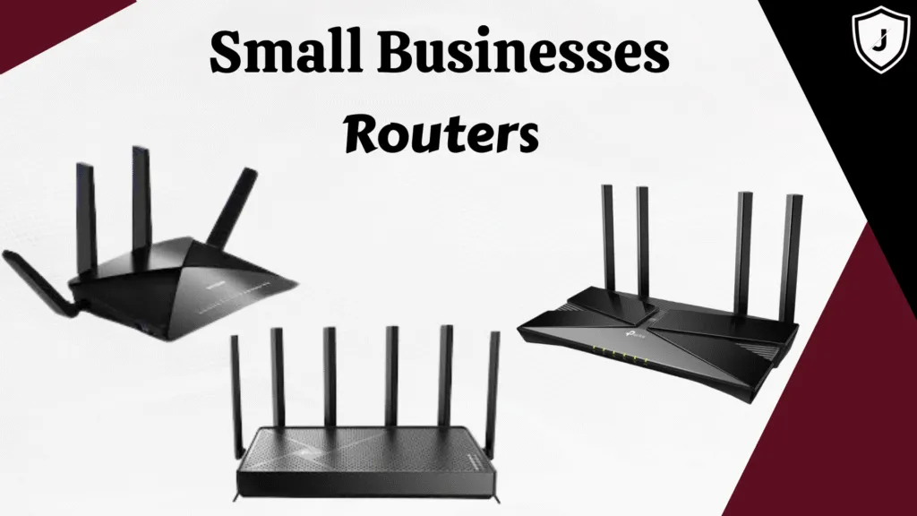 Small business team using high-speed dual-band mesh WiFi router for fast internet connectivity in office 2025.