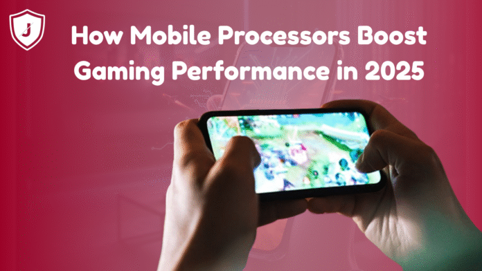 A modern smartphone showing high-FPS gaming powered by an advanced mobile processor