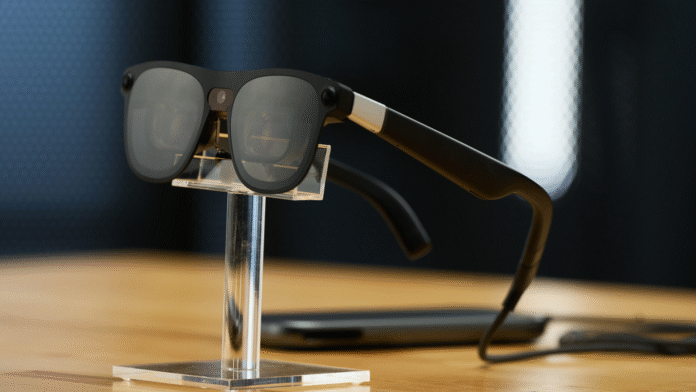 Google Project Aura Glasses front view on model