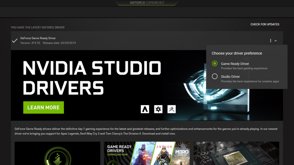 NVIDIA Studio Drivers Update improving RTX GPU performance