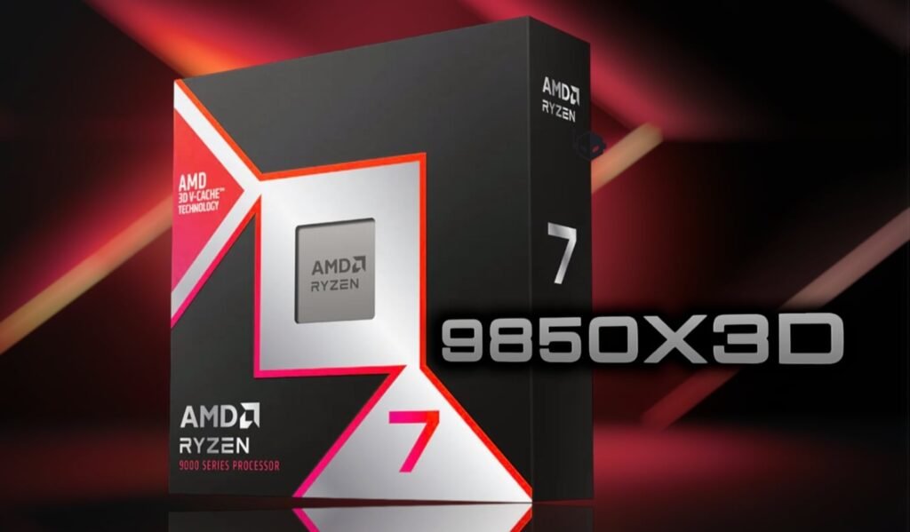Key improvements of AMD 9850X3D processor including V Cache, power delivery, thermal control, gaming and 3D performance