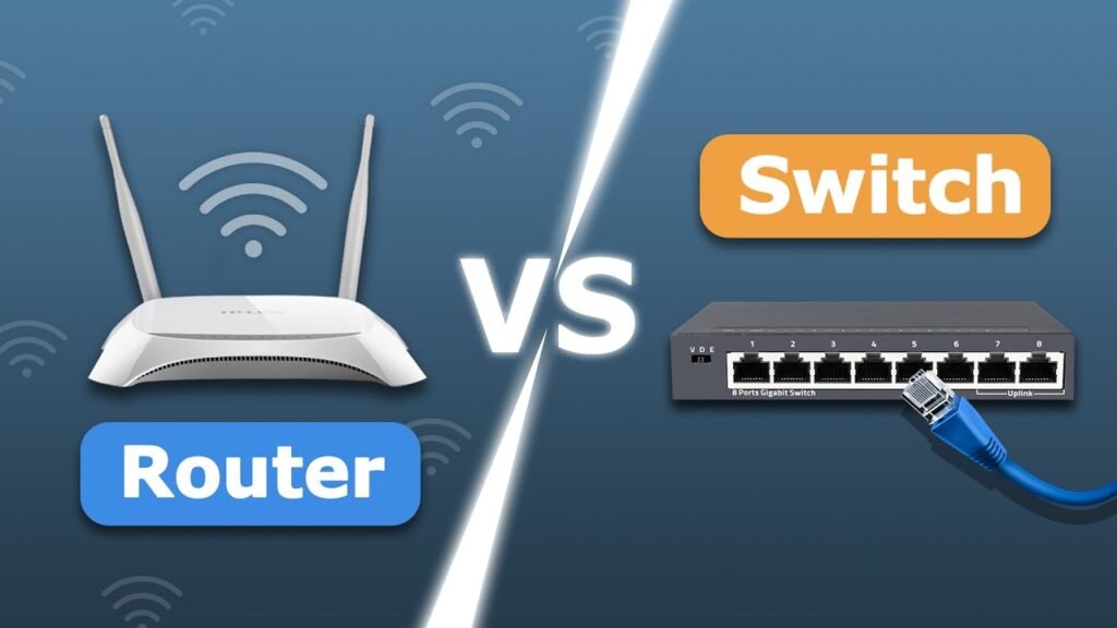 Switch vs router comparison showing core differences in data handling, security, and network roles