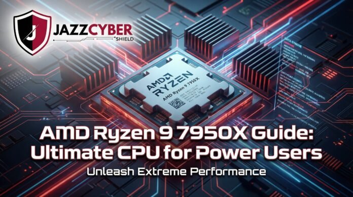 AMD Ryzen 9 7950X Guide: Ultimate CPU for Power Users processor close-up AMD Ryzen 9 7950X Guide: Ultimate CPU for Power Users desktop CPU chip AMD Ryzen 9 7950X Guide: Ultimate CPU for Power Users gaming benchmark setup AMD Ryzen 9 7950X Guide: Ultimate CPU for Power Users AM5 processor view AMD Ryzen 9 7950X Guide: Ultimate CPU for Power Users high-end CPU image