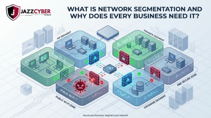 Network segmentation diagram illustrating secure network zones and reduced attack surface for business cybersecurity