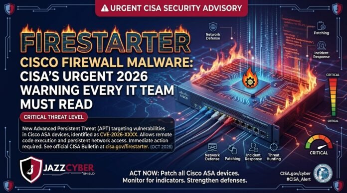 Firestarter Cisco firewall malware warning from CISA showing compromised ASA Firepower device