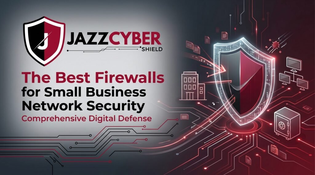 Small business network security topology diagram showing firewall, managed switch, and VLAN segmentation