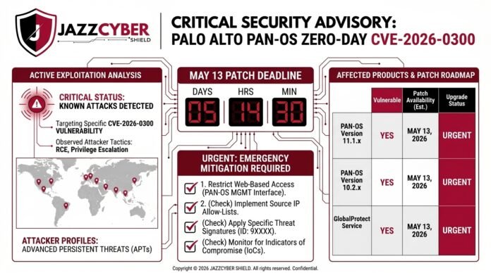 Palo Alto PAN-OS zero-day CVE-2026-0300 critical firewall vulnerability warning