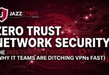 Zero Trust Network Security: The 2026 Complete Guide (Why IT Teams Are Ditching VPNs Fast) Zero trust network security architecture diagram showing identity verification and micro-segmentation